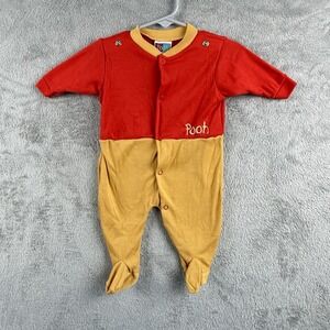Winnie The Pooh Pajamas Baby‎ Newborn 0-11 lbs Red & Yellow Disney One Piece VTG